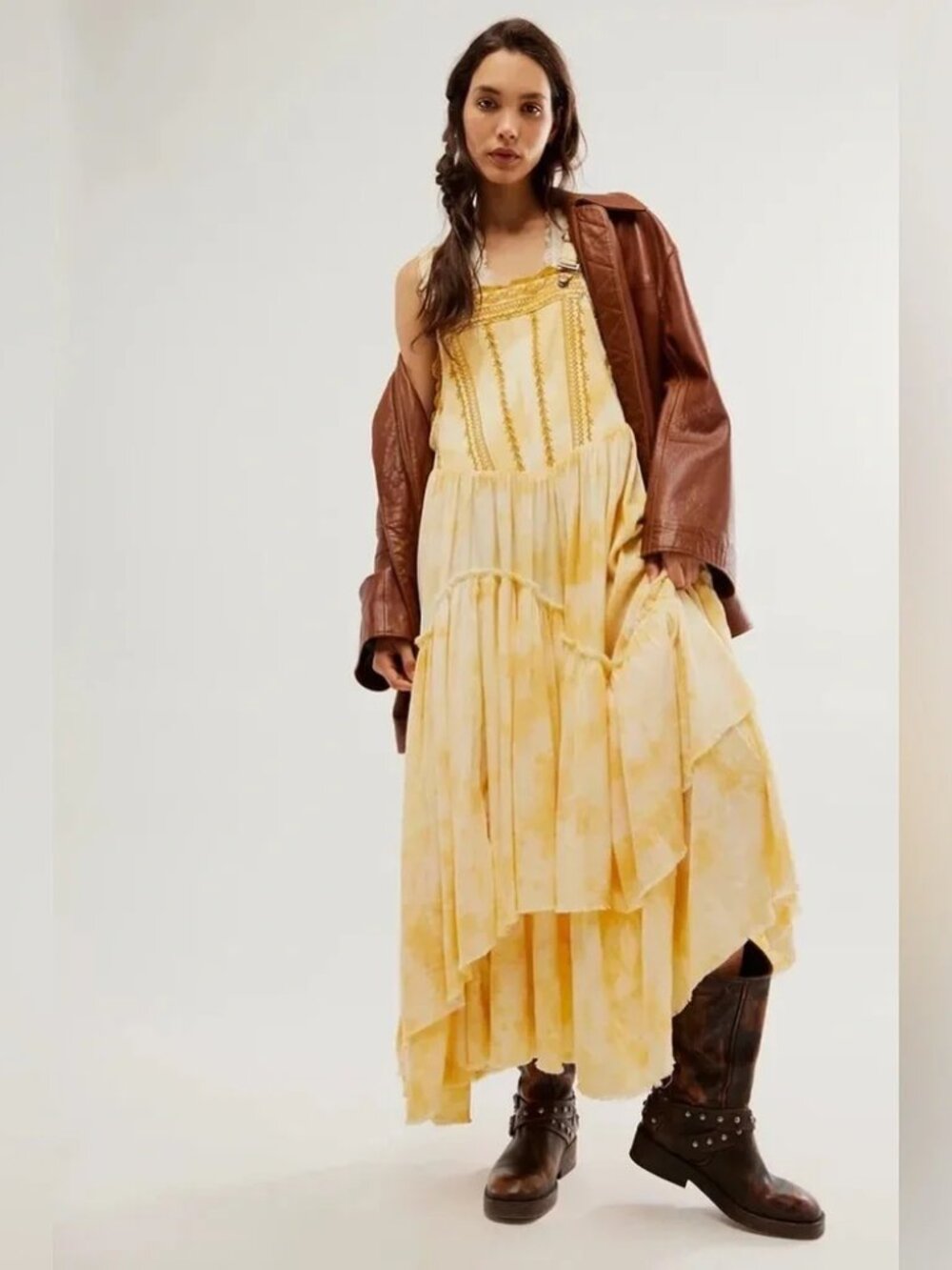 Free People Bali Devon Skirtall Tie Dye Maxi Dress In Italian Straw - Picture 4 of 15